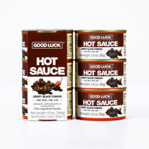 GOOD LUCK HOT SAUCE CRISPY BLACK FUNGUS - (Box of 6 cans)